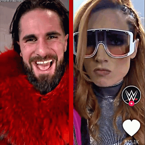 Smiling Bearded Man And Woman Sunglasses W Logo GIF