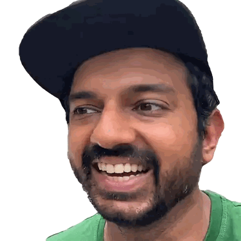 Smiling Bearded Man In Black Hat Green Shirt Sticker