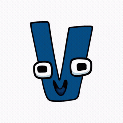 Smiling Blue Letter V GIF