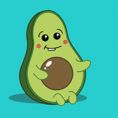 Smiling Cartoon Avocado With Brown Center GIF