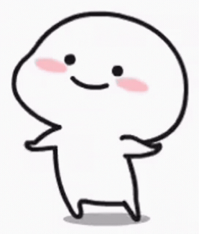 Smiling Cartoon Blushing With Hands Up GIF
