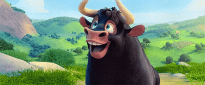 Smiling Cartoon Bull In A Field GIF