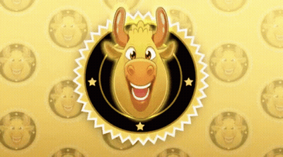 Smiling Cartoon Bull In Black Circle GIF