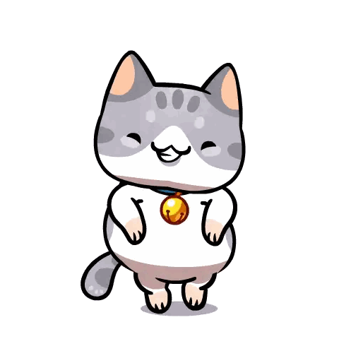 Smiling Cartoon Cat With Bell Sticker