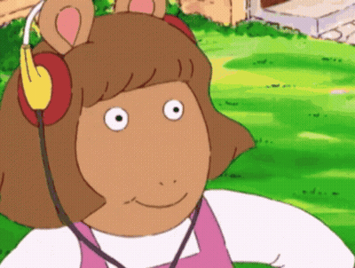 Smiling Cartoon Character Headphones GIF