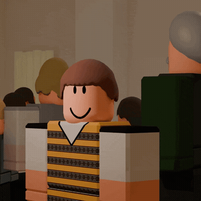 Smiling Cartoon Character In Crowd GIF
