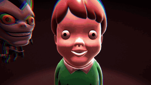 Smiling Cartoon Character With Red Hair And Green Shirt GIF