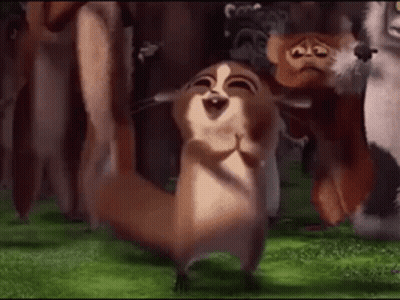 Smiling Cartoon Squirrel Dancing GIF