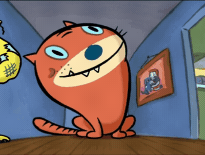 Smiling Cat In Hallway With Picture GIF