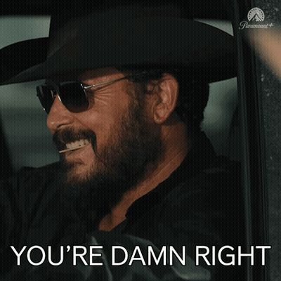 Smiling Cowboy Hat Sunglasses Man You're Damn Right GIF