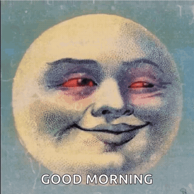 Smiling Full Moon With Red Eyes Good Morning GIF