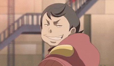 Smiling Funny Face Cartoon Character At Fire Escape GIF