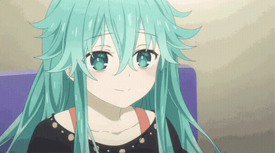 Smiling Girl With Long Green Hair Blue Eyes GIF