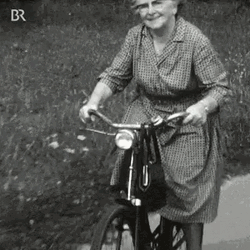 Smiling Grandma Chill Bicycle Riding