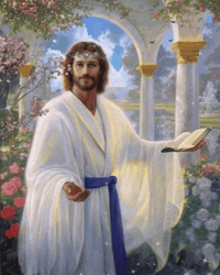 Smiling Jesus Christ Holding A Bible GIF