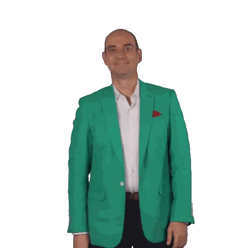 Smiling Man In Green Jacket And White Shirt Sticker