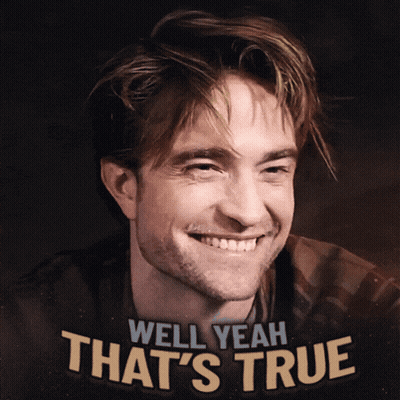Hombre sonriente diciendo bueno sí, eso es cierto GIF