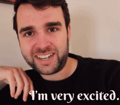 Smiling Man With Beard Saying I'm Very Excited GIF