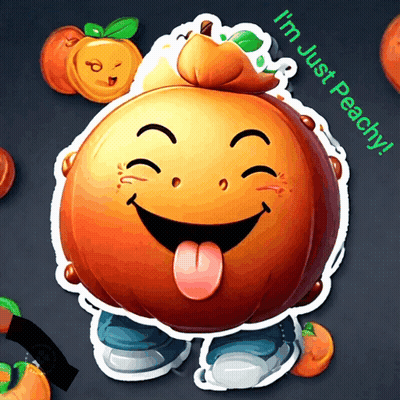 Smiling Peach Saying I'm Just Peachy GIF