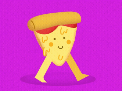 Smiling Pizza Slice Purple Background GIF