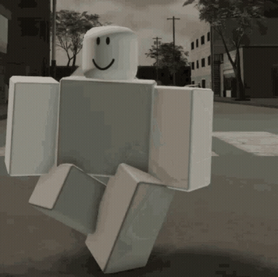 Smiling Roblox Character Walking Down Street GIF