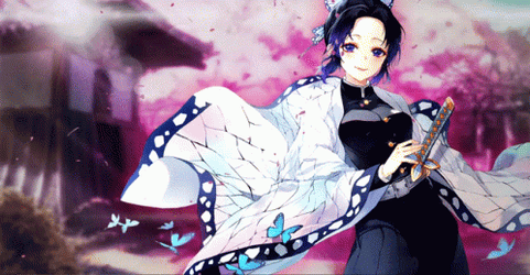 Smiling Shinobu Anime Cherry Blossom GIF