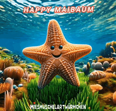 Smiling Starfish Surrounded by Seaweed