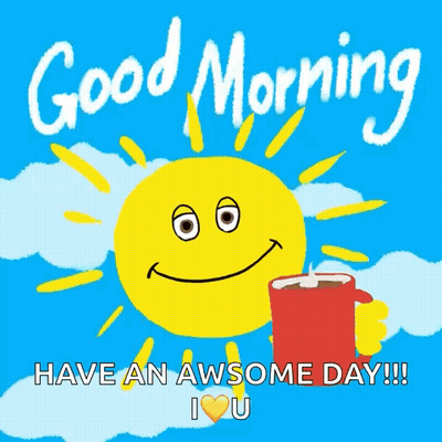 Smiling Sun Holding Coffee GIF