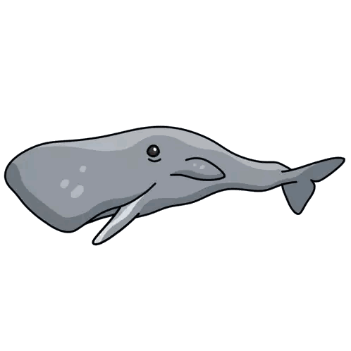 Smiling Whale Cartoon Sticker