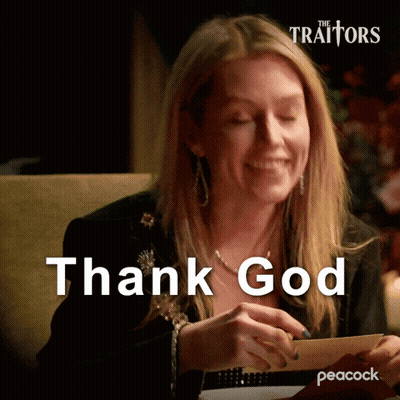 Smiling Woman Holding Thank God Paper GIF