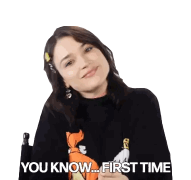 Smiling Woman In Wheelchair Saying You Know First Time Sticker