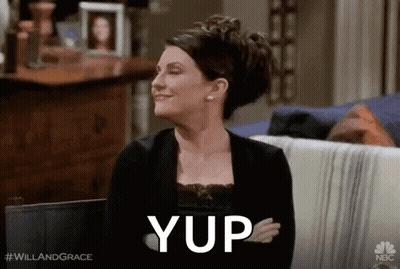 Smiling Woman Sitting Crossed Arms Yup GIF