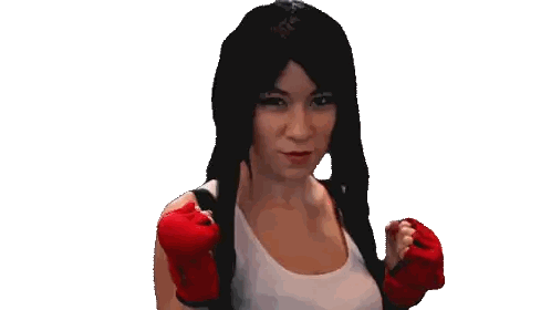 Smiling Woman With Red Boxing Gloves Sticker