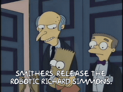 Smithers Release Robotic Richard Simmons From Cartoon GIF