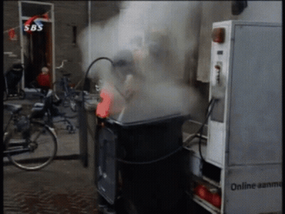 Smoke Coming Out of Trash Can With SBS Logo
