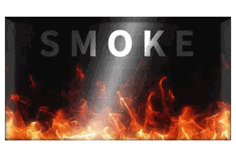 Smoke Text On Black Background With Fire Sticker