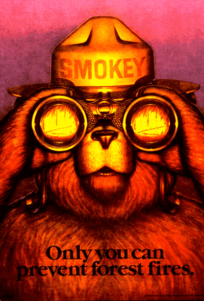 Smokey Bear With Binoculars And Hat GIF