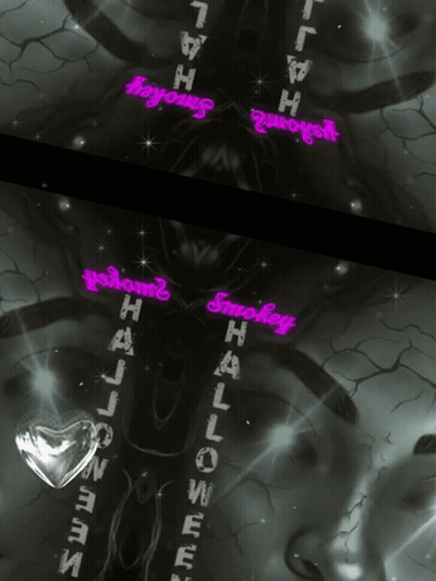 Smokey Halloween Is Written On A Black Background With A Spider GIF