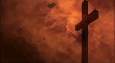 Smoking Cross From Flames GIF