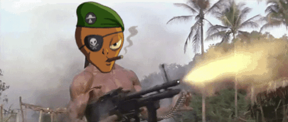 Smoking Military Rambo Machine Gun GIF