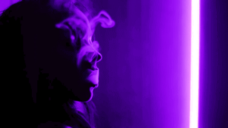 Smoking Woman Neon Light Purple Aesthetic GIF