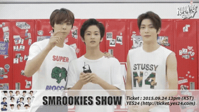 Smrookies Show Poster With Three Men In Front Of Lockers GIF