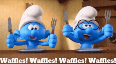 Smurf Holding Knife And Fork Waffles GIF