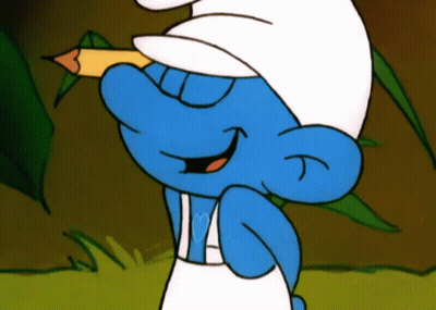Smurf Holding Pencil In Mouth GIF