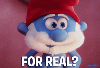 Smurf In Red Hat And White Beard Saying For Real GIF