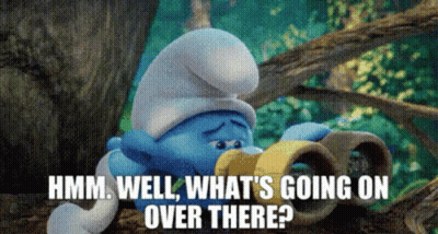 Smurf Looking Through Binoculars What's Going On GIF