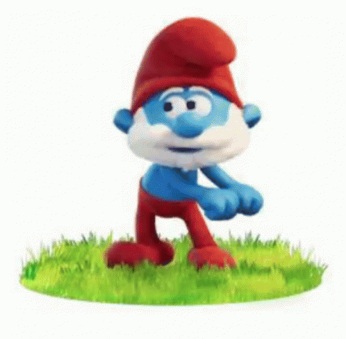 Smurf With Red Hat And Beard In Grass GIF