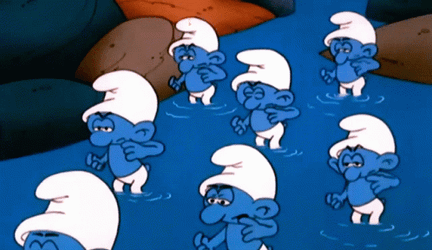 Smurfs In River Blocking Their Ears GIF