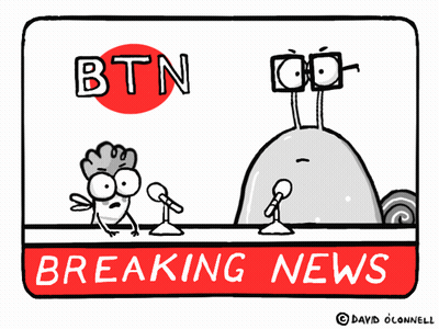 Snail Talking Into Microphone Breaking News Sign GIF