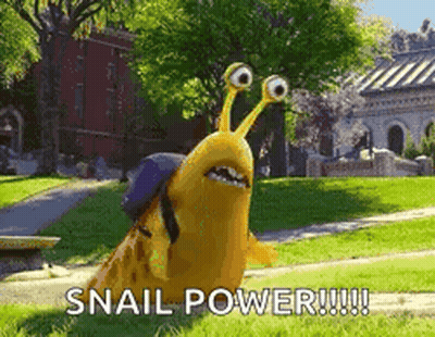 Snail With Backpack In Park GIF